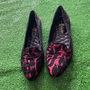 IVANKA TRUMP KENNI Red Black Designer COMFORT Flat Loafers, Size 8.5M Q -25